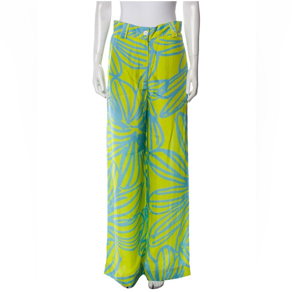 Lovebirds 
Vibrant Green and Blue Women's Wide-Leg Pants